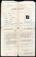 1944 Bp., A Svéd Követség által kiállított menlevél, Schutzpass fotómásolata, és igazolás