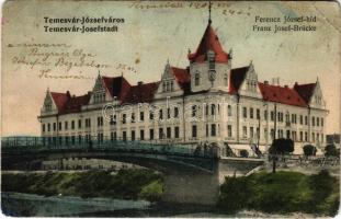 1906 Temesvár, Timisoara; Józsefváros, Ferenc József híd, Arany Horgony kávéház / Iosefin, bridge, cafe (EB)