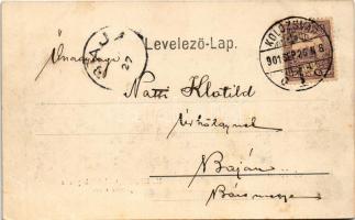 1901 Kolozsvár, Cluj; M. kir. állami tanítónőképző játszótere, teniszpálya teniszező hölgyekkel. Dun...