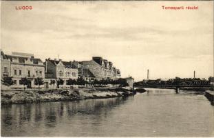 Lugos, Lugoj; Temes-parti részlet, híd / Timis riverside, bridge
