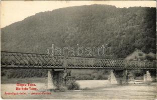Tátra, Magas-Tátra, Vysoké Tatry; Árvavölgyi részlet, vasúti híd. Feitzinger Ede 123. / Orava river valley (EK)