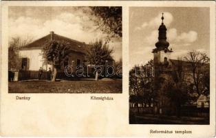 1938 Darány, Községháza, Református templom. Fáncsik Ferenc kiadása (EK)
