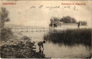 1913 Keszthely, Part részlet és Szigetfürdő (EB)