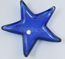 Spanyol kék csillag tál, jelzett, hibátlan, d: 26 cm