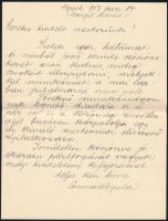 1913 Conrád Gyula (1877-1959) festő, grafikus saját kézzel írt levele Kézdi-Kovács László (1864-1942) festőművész részére, egy beírt oldal, borítékkal.