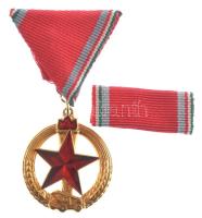 1974. "Tűzbiztonsági Érem" arany fokozat, műgyantás aranyozott kitüntetés mellszalagon, szalagsávval, eredeti dobozban (39x36mm) T:1 NMK 564