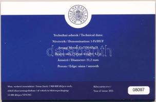 2021. 5Ft Cu-Ni-Zn "75 éves a Forint" első napi veret (6xklf) sorszámozott emléklapon &quo...