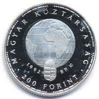 1992. 200Ft Ag "Veszélyeztetett állatvilág - Fehér gólya" kapszulában, tanúsítvánnyal T:1-...