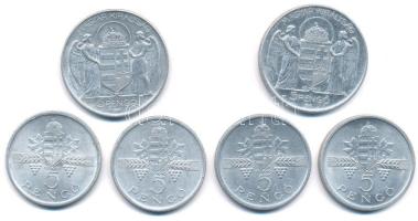 1943. 5P Al "Horthy Miklós születésének 75. évfordulója" (2db) + 1945. 5P Al "Parlame...