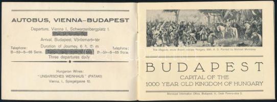 1932 Képes Budapest turisztikai prospektus, angol nyelvű, Fővárosi Nyomda, 10 lap, 9x12,5 cm