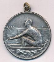 1926. Hungária Nemzeti Neptun 1926 X 3 kétoldalas ezüstözött bronz evező díjérem (30mm) T:1- patina