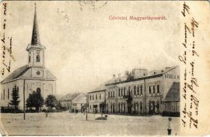 1909 Magyarlápos, Oláhlápos, Targu Lapus; Fő tér, templom, Községi vendéglő / main square, church, restuarant (Rb)