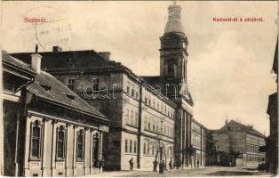 1906 Szatmárnémeti, Satu Mare; Kazinczi út és zárda, Kinál Géza üzlete. Cseplák Bálintné kiadása / street, nunnery, shop (EK)