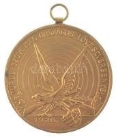 1936. Turul Szövetség Országos Lövészversenyei kétoldalas, aranyozott, vert bronz díjérem Dömötör gyártói jelzéssel (38mm) T:1