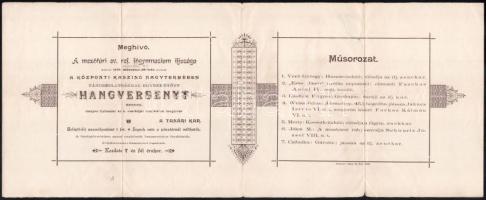 1898 Mezőtúr két hangversenyre szóló meghívó, vegyes állapotban
