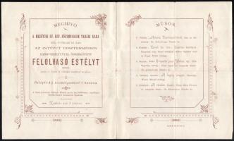 1898 Mezőtúr két hangversenyre szóló meghívó, vegyes állapotban