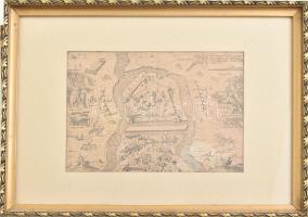 1566. Tokaji erőd. Fametszet, papír, üvegezett keretben. 14,5x20 cm