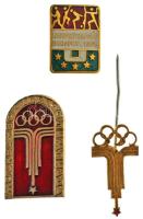 1965. "Universiade Budapest 1965" zománcos aranyozott bronz jelvény + 1980. "Moszkva ...