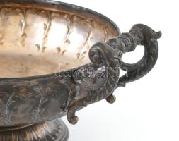 Ezüst (Ag) kínáló, üvegbetét nélkül, jelzett, kopásokkal, d: 25 cm, nettó: 283g