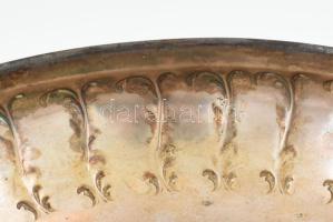 Ezüst (Ag) kínáló, üvegbetét nélkül, jelzett, kopásokkal, d: 25 cm, nettó: 283g