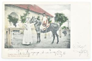 1900 Debrecen, Kézdi-Kovács László (1864-1942) festőművész saját kézzel írt képeslapja a Hortobágyról a feleségének: Ez is egy nyanya, és ez is Lász és egy ló.