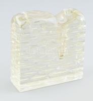 Zöld kristály mécsestartó, kopott, m: 5 cm