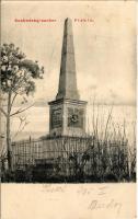 1905 Piski, Simeria; Szabadság szobor. Adler fényirda / monument + "VÖRÖSTORONY - BUDAPEST 255. SZ. C" vasúti mozgóposta bélyegző (fl)