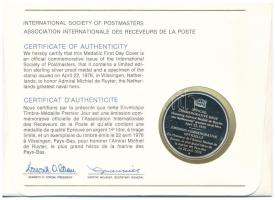 Hollandia 1976. "Michiel de Ruyter" kétoldalas, peremen jelzett Ag emlékérem felbélyegzett...