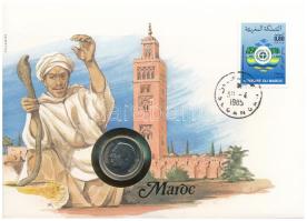 Marokkó 1974. 1D Cu-Ni felbélyegzett borítékban, bélyegzéssel, német nyelvű leírással T:1  Morocco 1974. 1 Dirham Cu-Ni in envelope with stamp, cancellation and a prospectus in german C:UNC