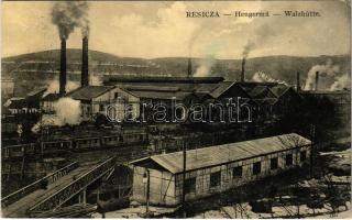 Resica, Resita; Hengermű a vasgyárban, iparvasút. Braumüller L. kiadása / Walzhütte / iron works, factory, industrial railway (kis szakadás / small tear)