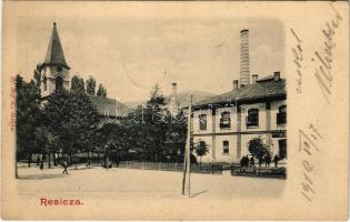 1902 Resica, Resita; Vasgyári Főtiszttartói lakás, templom. Ifj. Neff K. kiadása / officers house of the iron works, church (EK)