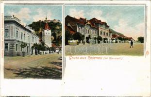 Barcarozsnyó, Rozsnyó, Rosenau, Rasnov; utca, vár. Hiemesch kiadása / street view, castle (EK)