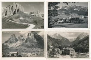 4 db régi olasz képeslap / 4 pre-1945 Italian postcards: Rifugio Passo Sella, Dolomiti, Hotel Canazei, Cortina, Tofana
