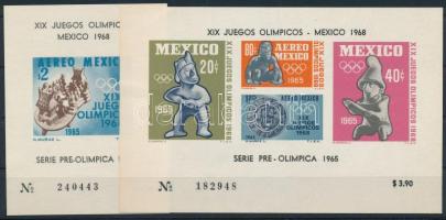 Summer Olympics Mexico City (I.) set imperforate block pair, Nyári olimpia, Mexikóváros (I.) vágott blokkpár