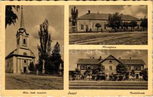 1939 Szajol, Római katolikus templom, községháza, vasútállomás + P.U. SZEKRÉNYBŐL
