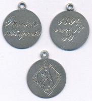 Ausztria ~1868-1872. 10kr Ag "Ferenc József" (3x) mindegyik medállá alakítva, egy-egy olda...