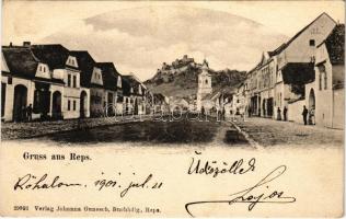 1901 Kőhalom, Reps, Rupea; utca, vár. Johanna Gunesch kiadása / street view, castle (fl)
