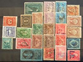 USA 1862-1940 Illeték-, okmány-, adó-, szabadalmi-, árú-transzfer-, táviratbélyegek stb (31 db)