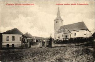 Dicsőszentmárton, Tarnaveni, Diciosanmartin; Unitárius templom, paplak és tanácsterem. Dunky Fivérek cs. és kir. udvari fényképészek kiadása / Unitarian church, parish, council house