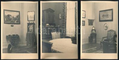 cca 1930 Régi lakásbelsők, 5 db fotólap, 9×14 cm