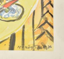 Vöröss Tibor (1911-1999): Enteriőr terített asztallal. Akvarell, papír, jelzett. Dekoratív, üvegezet...