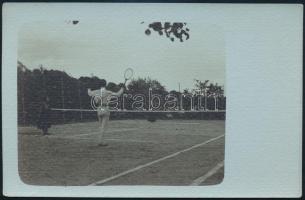 cca 1910 Teniszezők, fotólap, 9×13 cm