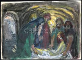 Nagy Lajos (1956-): Biblia jelenet. Akvarell, tus, papír, jelzés nélkül. 21x29 cm