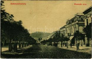 1909 Székelyudvarhely, Odorheiu Secuiesc; Kossuth utca, Budapest szálloda. Erdélyi Simon kiadása. 1752. (W.L. ?) / street view, hotel (EK)