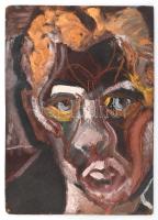 Nagy Lajos (1956-): Férfi portré (kétoldalas mű, hátoldalán fehér botos portré). Olaj, farost, kissé sérült, jelzés nélkül. 31,5x23,5 cm