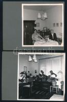 Régi lakásbelsők, bútorok, 5 db kartonra ragasztott fotó, 9×9 cm