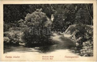 Herkulesfürdő, Herkulesbad, Baile Herculane; Cserna részlet. Divald Károly 899. sz. / riverside (EK)