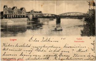 1905 Lugos, Lugoj; Vashíd, Dél-Magyarországi Bank. Nemes Kálmán kiadása / Eisenbrücke / iron bridge, bank (EK)