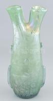 Fatörzs üveg váza, irizáló, hibátlan, m: 28 cm