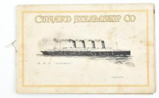 cca 1910 A németek által 1915-ben elsüllyestett RMS Lusitania (Cunard Steamship Co) ismertető prospektusa, foltos, 20p